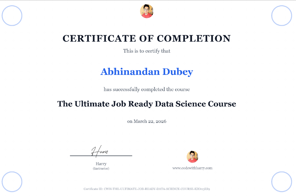 The Ultimate Job Ready Data Science Course Certificate