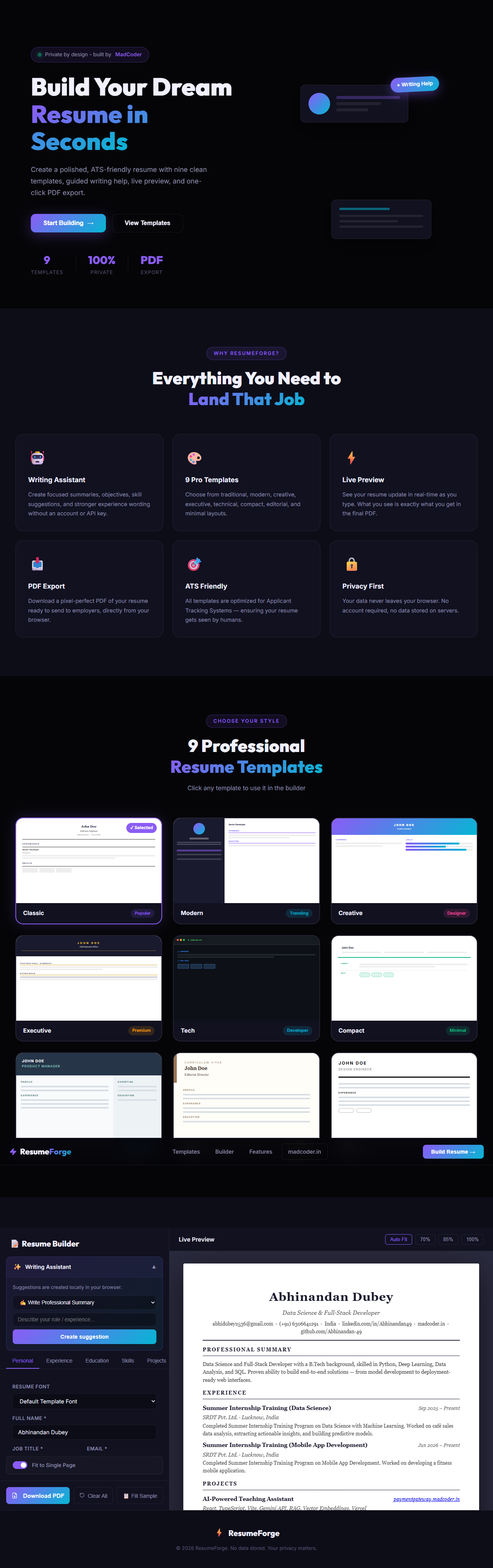 ResumeForge - Resume Builder